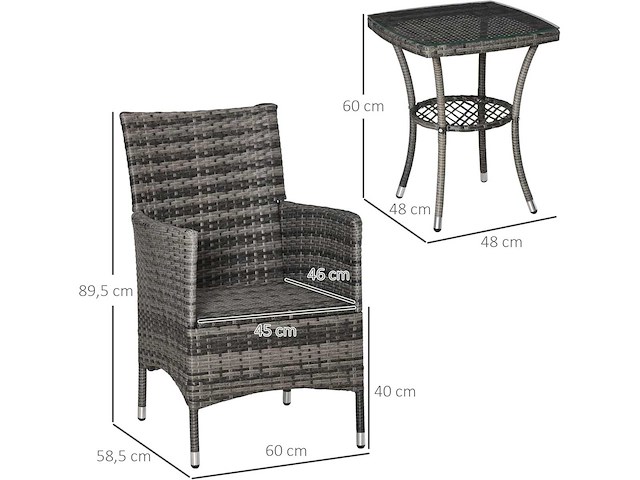 Tuinmeubilair, terrasmeubilair met bijzettafeltje - afbeelding 7 van  8