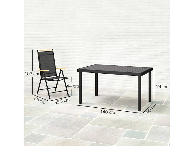 Tuinmeubilair voor 6 personen, aluminium frame - afbeelding 4 van  8