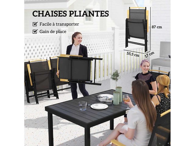 Tuinmeubilair voor 6 personen, aluminium frame - afbeelding 6 van  8