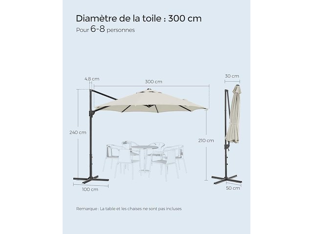 Tuinparasol 300 cm, upf 50+, buitenparasol - afbeelding 2 van  6