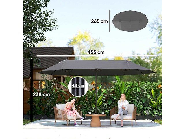 Tuinparasol buiten 4,6 x 2,7 m - afbeelding 6 van  6