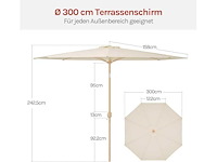 Tuinparasol f300cm upf 50+ met openende/sluitende krukas - afbeelding 6 van  7