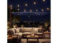 Tuinparasol met 24 zonne-led lampen kantelbare canvas metalen paal 2,9x2,5m blauw - afbeelding 1 van  1