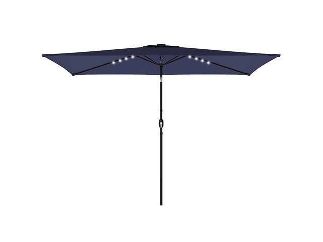 Tuinparasol met 24 zonne-led lampen kantelbare canvas metalen paal 2,9x2,5m blauw - afbeelding 2 van  5