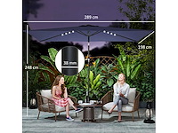 Tuinparasol met 24 zonne-led lampen kantelbare canvas metalen paal 2,9x2,5m blauw - afbeelding 4 van  5