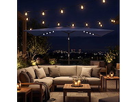 Tuinparasol met 24 zonne-led lampen kantelbare canvas metalen paal 2,9x2,5m blauw - afbeelding 1 van  5