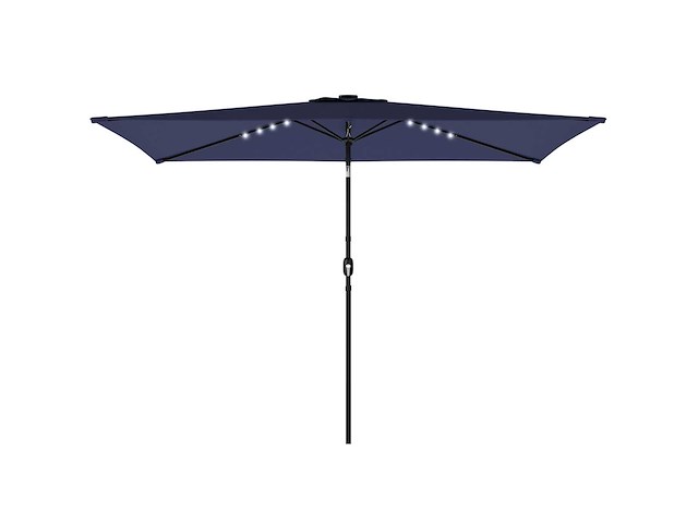 Tuinparasol met 24 zonne-led lampen kantelbare canvas metalen paal 2,9x2,5m blauw - afbeelding 2 van  5