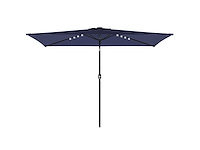 Tuinparasol met 24 zonne-led lampen kantelbare canvas metalen paal 2,9x2,5m blauw - afbeelding 3 van  5
