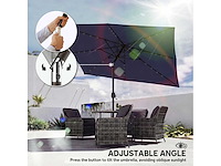 Tuinparasol met 24 zonne-led lampen kantelbare canvas metalen paal 2,9x2,5m blauw - afbeelding 5 van  5