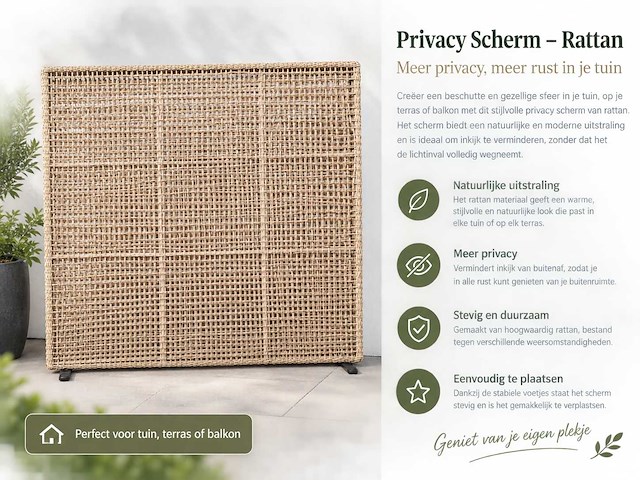 Tuinscherm rotan/wicker 180x180cm - afbeelding 1 van  1