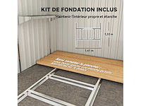 Tuinschuur 2,81 m² met fundering, wandgemonteerde buitengereedschapsschuur van gegalvaniseerd staal, 154x206,5x181cm, donkergrijs - afbeelding 6 van  8