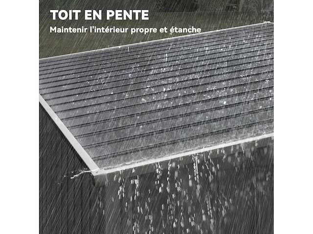 Tuinschuur 2,81 m² met fundering, wandgemonteerde buitengereedschapsschuur van gegalvaniseerd staal, 154x206,5x181cm, donkergrijs - afbeelding 7 van  8