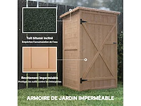 Tuinschuurt, gereedschapsschuurtje voorgeoliede sparrenhout, hellend dak van het bitumineus hout - grote deur - afbeelding 5 van  7