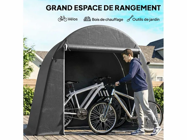 Tuinschuurtje, waterdichte opbergtent, motorfietsschuilplaats, rolluikendeur - afbeelding 5 van  5