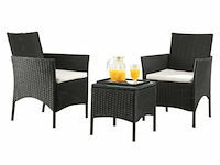 Tuinset - set van 2 tuinstoelen - kunststof 3-delig