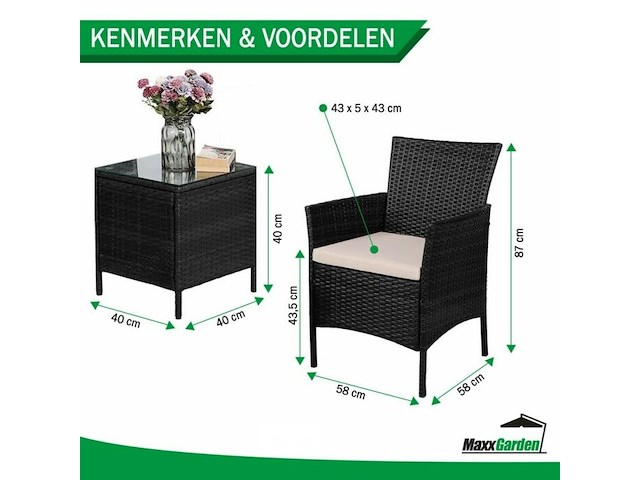 Tuinset - set van 2 tuinstoelen - kunststof 3-delig - afbeelding 3 van  3