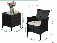 Tuinset - set van 2 tuinstoelen - kunststof 3-delig - afbeelding 3 van  3