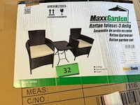 Tuinset 3-delig - rotan met kussens - zwart - afbeelding 3 van  3