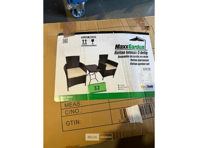 Tuinset 3 delig - rottan met kussens - zwart - afbeelding 3 van  3