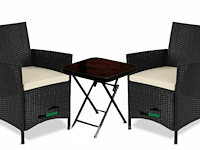 Tuinset 3 delig - rottan met kussens - zwart - afbeelding 2 van  3