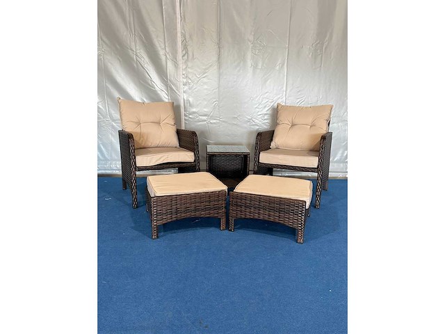 Tuinset 88679- 2 stoelen met poef en tafel - afbeelding 1 van  5
