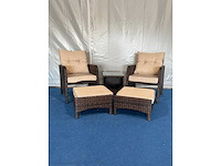 Tuinset 88679 2 stoelen met poef en tafel - afbeelding 1 van  5