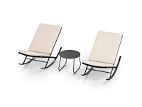 Tuinset bevat schommelstoelen en een metalen tafel met kussens - afbeelding 2 van  7