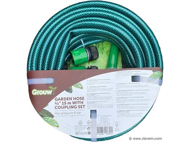 Tuinslang met koppelingen en sproeier - afbeelding 1 van  4