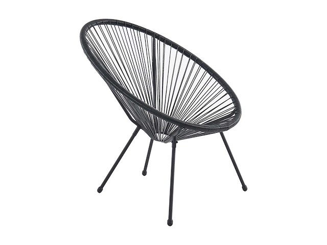 Tuinstoel met gevlochten hars garen - zwart - afbeelding 2 van  3