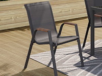 Tuinstoelen van textiel en rattan - set van 4