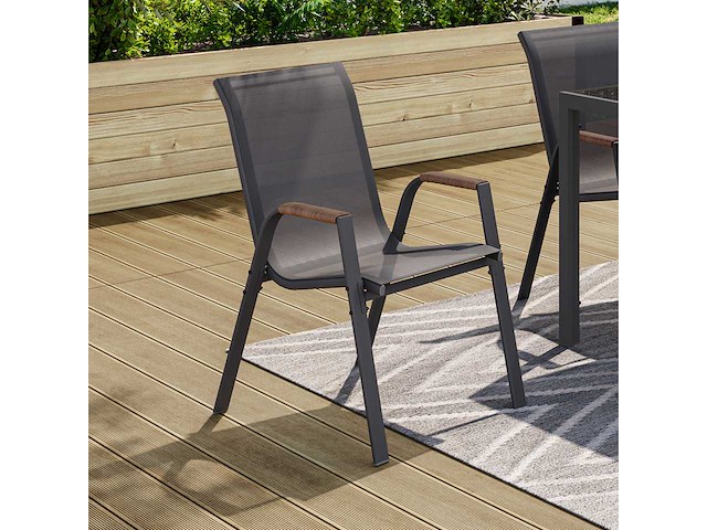 Tuinstoelen van textiel en rattan - set van 4 - afbeelding 3 van  10