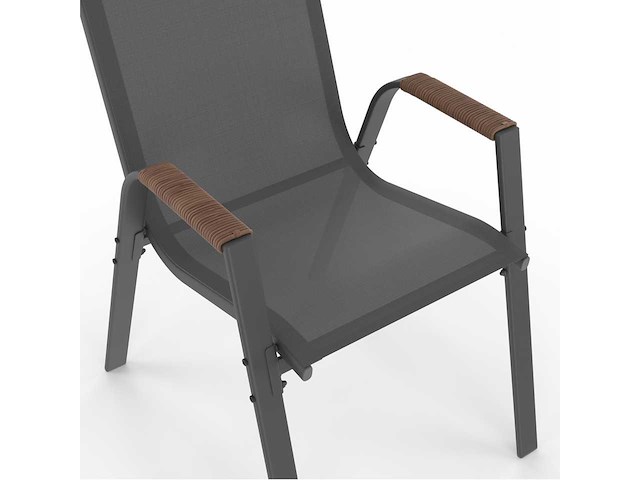 Tuinstoelen van textiel en rattan - set van 4 - afbeelding 5 van  10