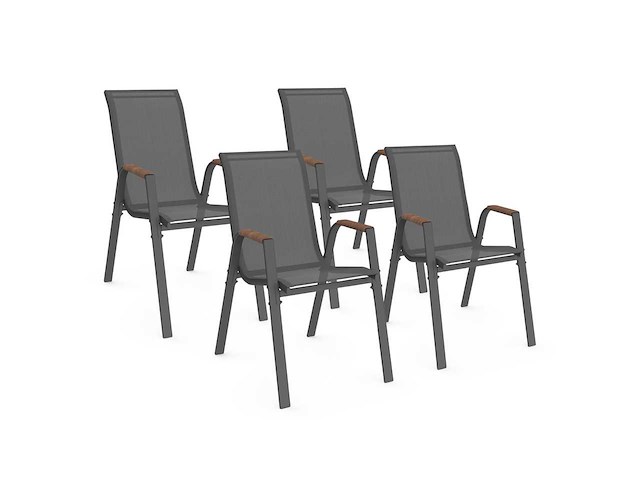 Tuinstoelen van textiel en rattan - set van 4 - afbeelding 10 van  10