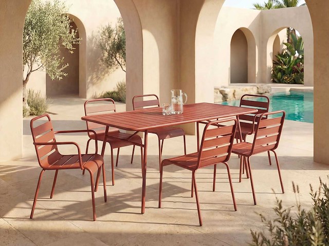 Tuintafel - l.160 cm terracotta metaal - afbeelding 1 van  6