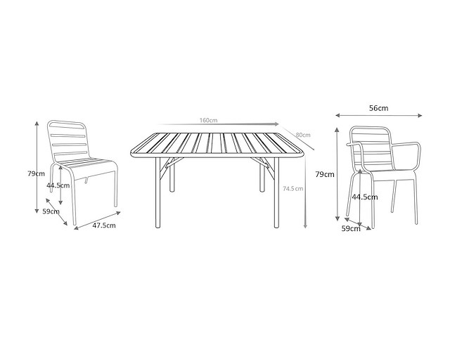 Tuintafel - l.160 cm terracotta metaal - afbeelding 5 van  6