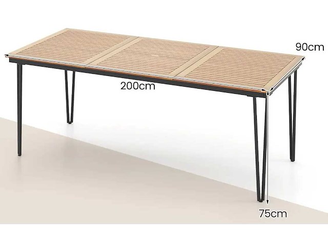 Tuintafel -(natuurlijk/zwart) - afbeelding 5 van  6