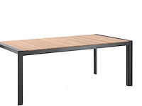 Tuintafel august gescova - zwart aluminium en teak - 202x100 cm - bruin/zwart - afbeelding 1 van  3