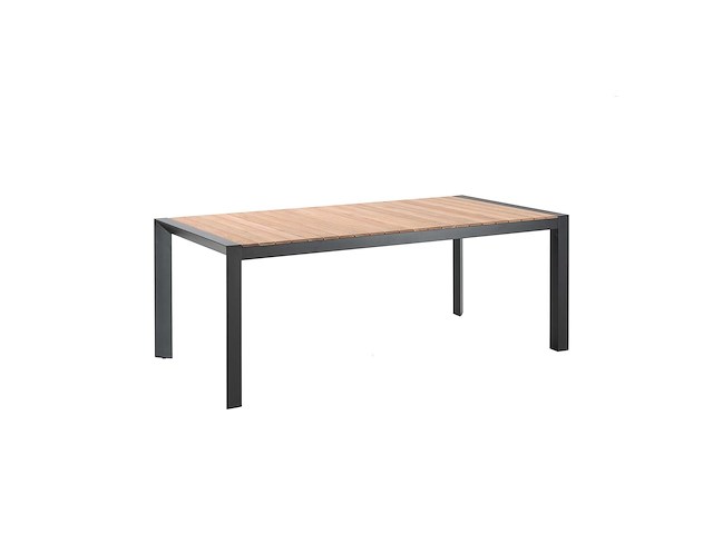 Tuintafel august gescova - zwart aluminium en teak - 202x100 cm - bruin/zwart - afbeelding 2 van  3