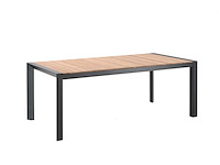 Tuintafel august gescova - zwart aluminium en teak - 202x100 cm - bruin/zwart - afbeelding 2 van  3