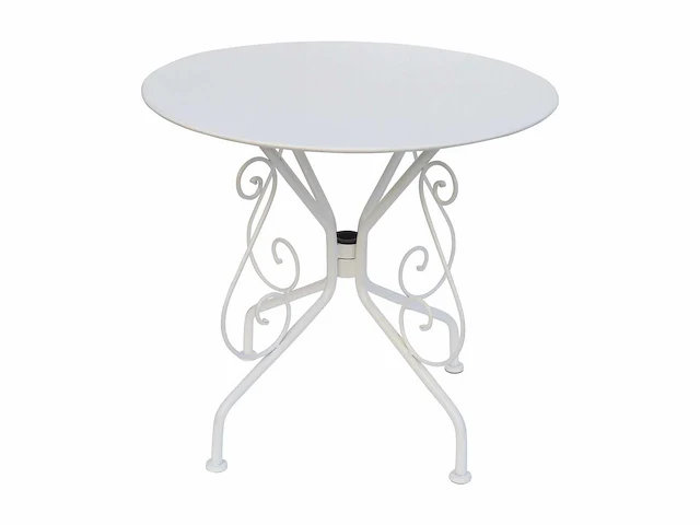 Tuintafel d.80 cm in smeedijzeren metaal - wit - afbeelding 2 van  2