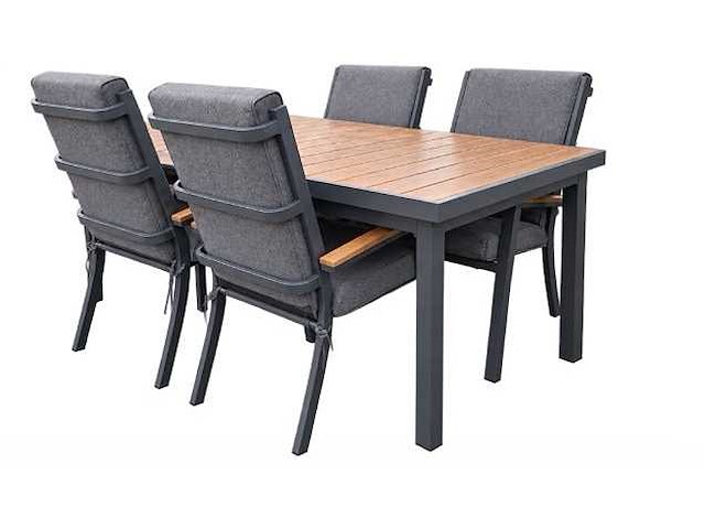 Tuintafel met 4 stoelen en kussens – uitschuifbaar - afbeelding 1 van  1