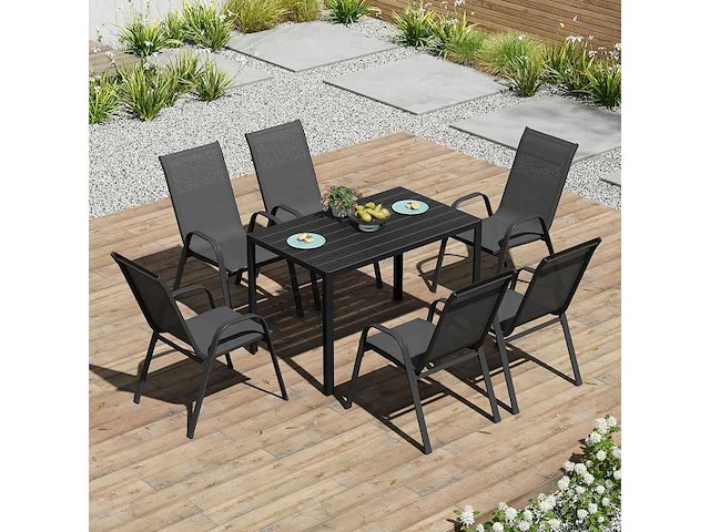 Tuintafel voor 4-6 personen - zwart - afbeelding 1 van  3