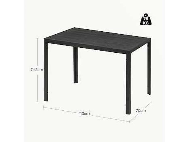 Tuintafel voor 4-6 personen - zwart - afbeelding 3 van  3