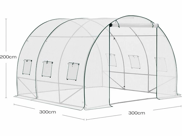 Tunnel garden kas, 6 ramen, wit, 300x300x200cm - afbeelding 3 van  9