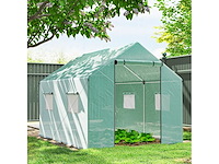 Tunnel tuinkas 2 x 3m, 6m² met oproldeur, 4 ramen, - hoogdichtheid pe gegalvaniseerd staal groen - afbeelding 1 van  6