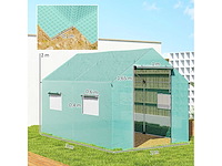 Tunnel tuinkas 2 x 3m, 6m² met oproldeur, 4 ramen, - hoogdichtheid pe gegalvaniseerd staal groen - afbeelding 3 van  6