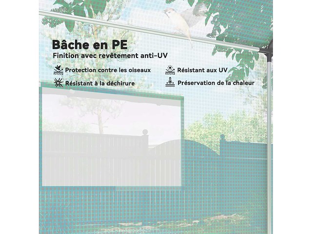 Tunnel tuinkas 2 x 3m, 6m² met oproldeur, 4 ramen, - hoogdichtheid pe gegalvaniseerd staal groen - afbeelding 4 van  6