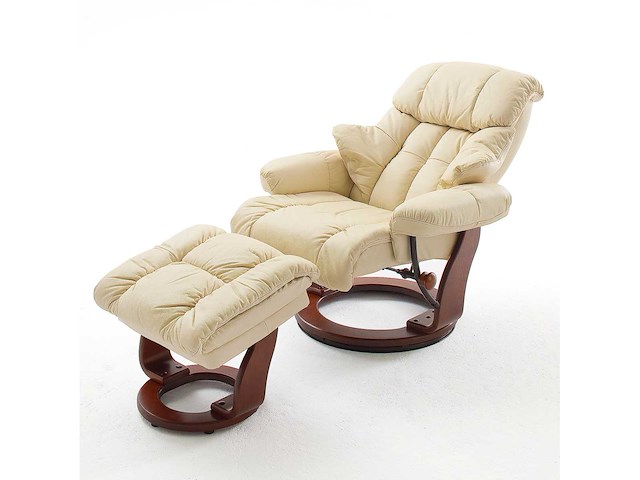 Tv-fauteuil met voetsteun, van koeienleer - grijs en beuk - afbeelding 2 van  8