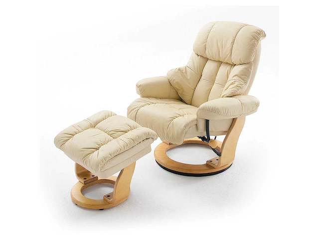 Tv-fauteuil met voetsteun, van koeienleer - grijs en beuk - afbeelding 4 van  8