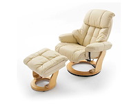 Tv-fauteuil met voetsteun, van koeienleer - grijs en beuk - afbeelding 4 van  8